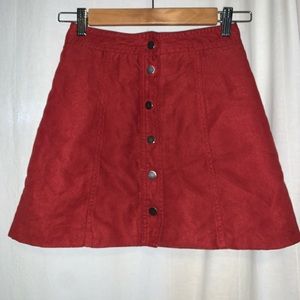 H&M Dark Red Faux Suede A Line Skirt❤️